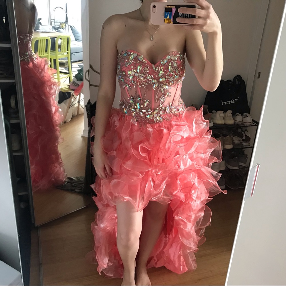 Splash Crystal Embellished Ruffle Gown